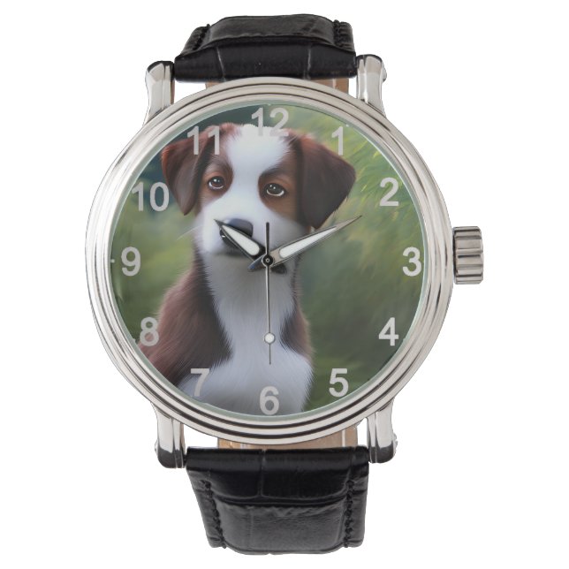 Bruce the Border Collie Puppy, gucken Armbanduhr (Vorderseite)