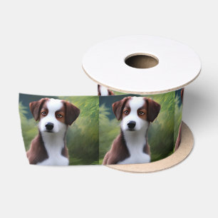 Bruce The Border Collie Puppy, Satin Ribbon Satinband
