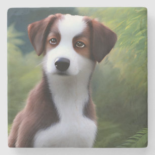 Bruce The Border Collie Puppy, Stone Untersetzer