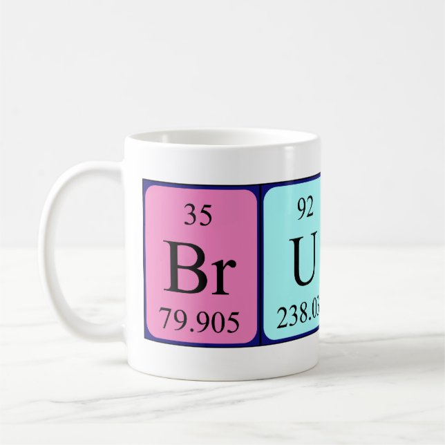 Brucey périodique nom de table mug (Gauche)