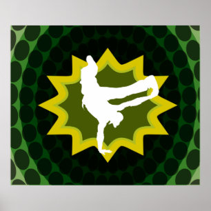 Bruch-Tänzer mit starkem Retro Hintergrund Poster