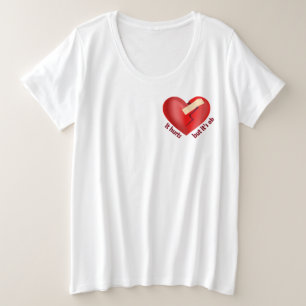 Brüchendes Herz geheilt mit Pflaster und Zitat zum Große Größe T-Shirt