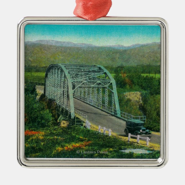 Brücke an Castaic Nebenfluss nahe Saugus Silbernes Ornament (Vorne)
