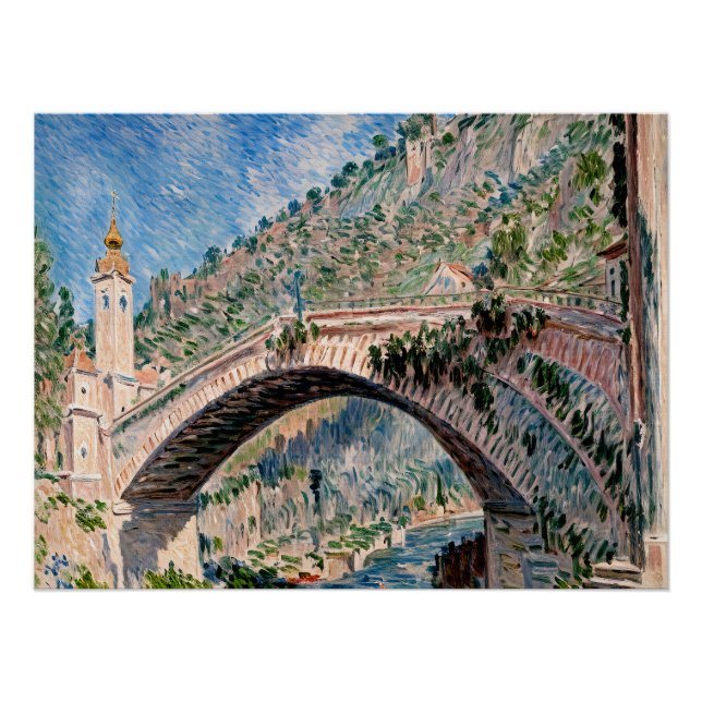 Brücke bei Dolceacqua Poster (Vorderseite)