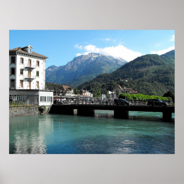 Brücke bei Interlaken in der Schweiz Poster (Vorne)