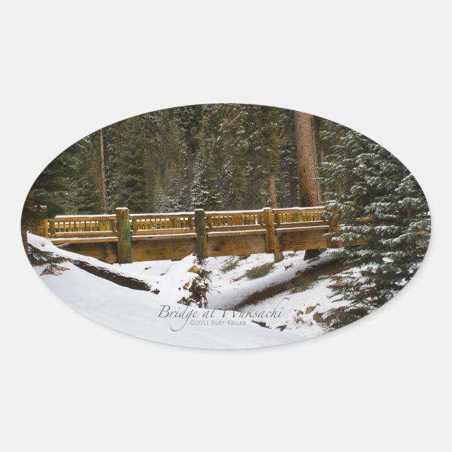 Brücke bei Wuksachi Ovaler Aufkleber (Vorderseite)