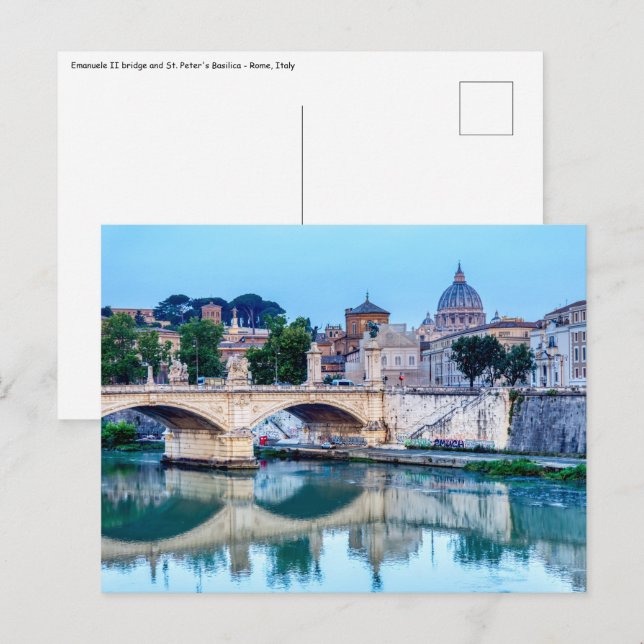 Brücke Emanuele II und Petersdom - Rom Postkarte (Vorne/Hinten)