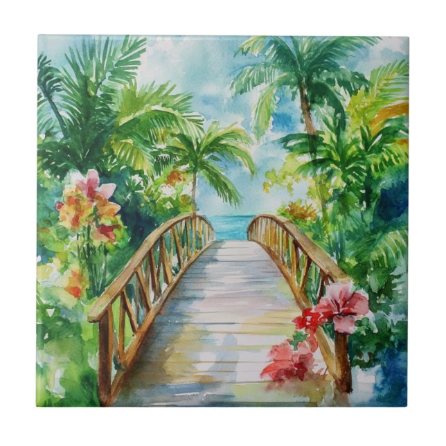Brücke im Tropenstil Fliese (Vorderseite)