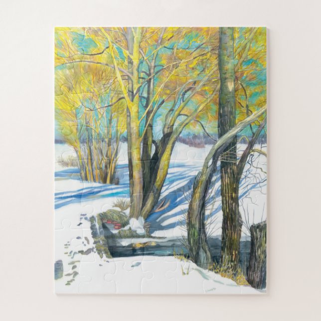 Brücke im Winter Aquarell (Vertikal)