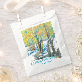 Brücke im Winter Aquarell Geschenktütchen