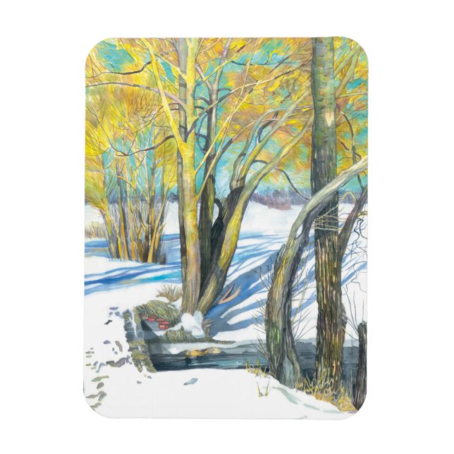 Brücke im Winter Magnet (Vertikal)