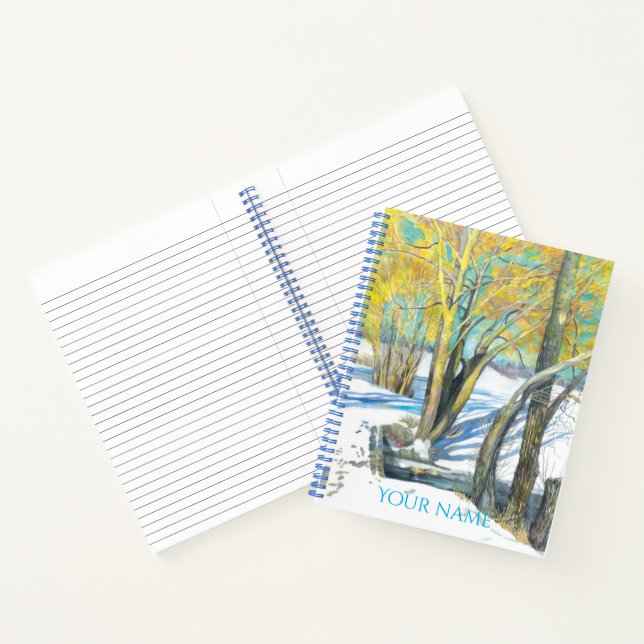 Brücke im Winter Watercol Malerei Notizbuch (Innenseite)