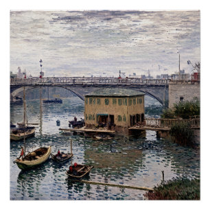 Brücke in Argenteuil an einem grauen Tag Poster