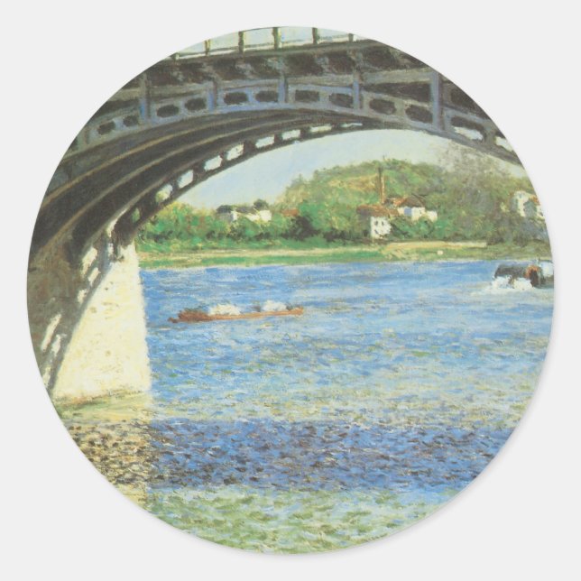 Brücke in Argenteuil bei Gustave Caillebotte Runder Aufkleber (Vorderseite)
