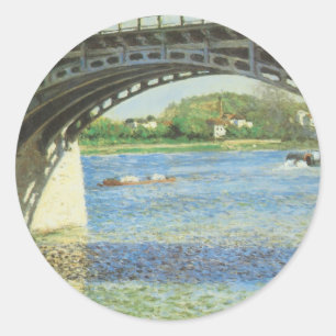 Brücke in Argenteuil von Gustave Caillebotte Runder Aufkleber
