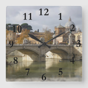 Brücke in Rom Quadratische Wanduhr