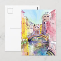 Brücke in Venedig, Italien. Aquarellmalerei