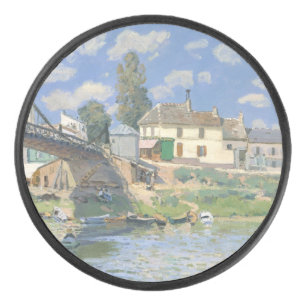 Brücke in Villeneu von Sisley Impressionist Paint Eishockey Puck