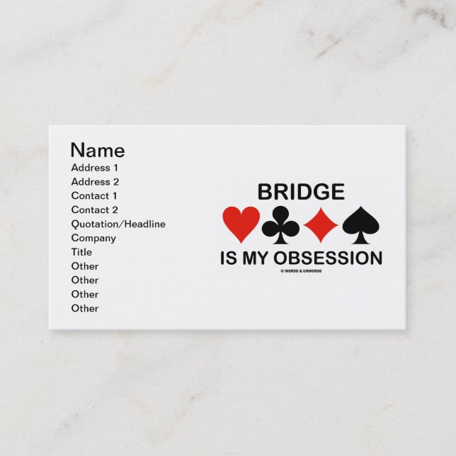Brücke ist meine Obsession Visitenkarte (Vorderseite)