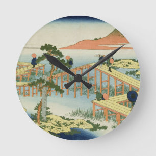 Brücke mit acht Teilen, Provinz von Mucawa, Japan Runde Wanduhr