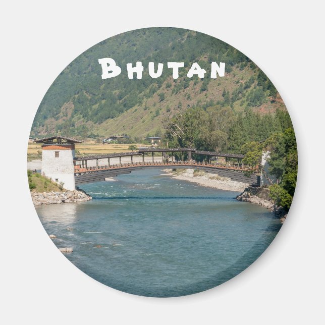 Brücke nach Punakha Dzong in Bhutan Magnet (Vorne)