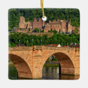 Brücke, Neckar und Schloss in Heidelberg, Deutsch Keramikornament