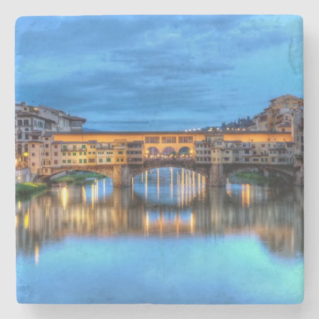 Brücke Ponte vecchio in Florenz, Italien Steinuntersetzer (Vorderseite)