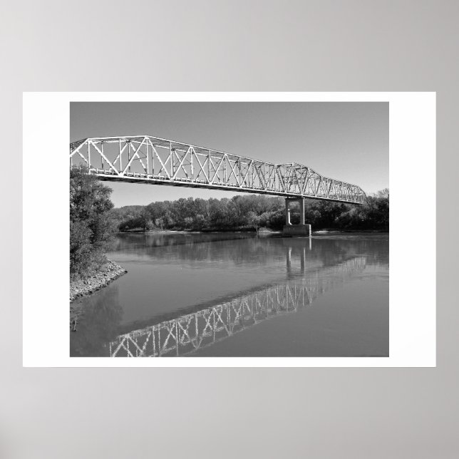 Brücke über den Fluss Missouri (B & W) Poster (Vorne)