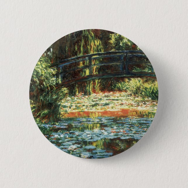 Brücke über den Wasserlilie-Teich von Claude Monet Button (Vorderseite)