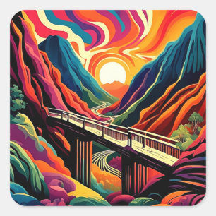 Brücke über die Schlucht 5 Quadratischer Aufkleber