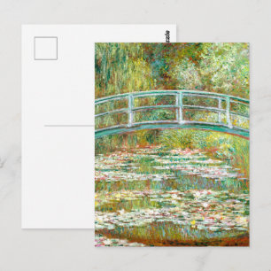 Brücke über einen Teich mit Seerosen von Claude Mo Postkarte