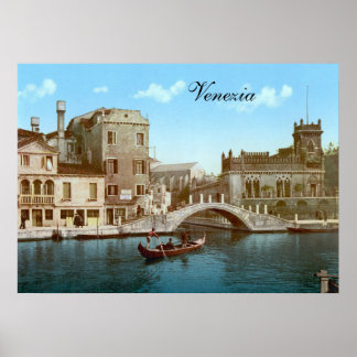 Brücke und Kanal in Venedig (1900) Poster