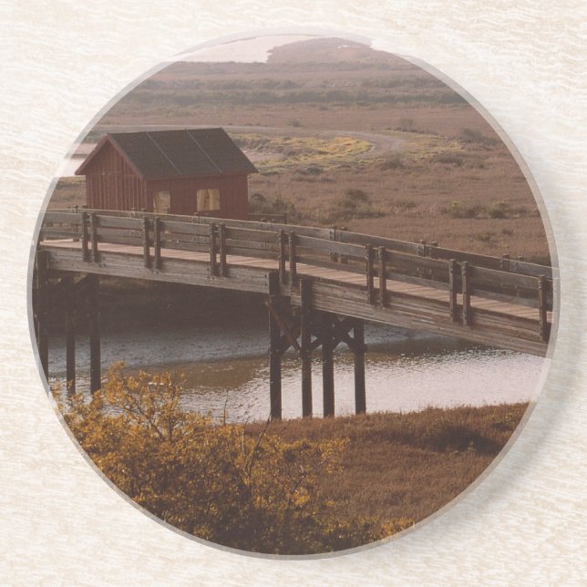 Brücke und Shack-Untersetzer Sandstein Untersetzer (Vorne)