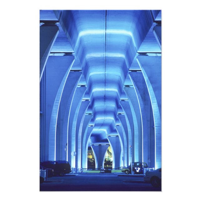 Brücke, unter der Beleuchtung, Hafen von Miami, Fotodruck (Vorne)