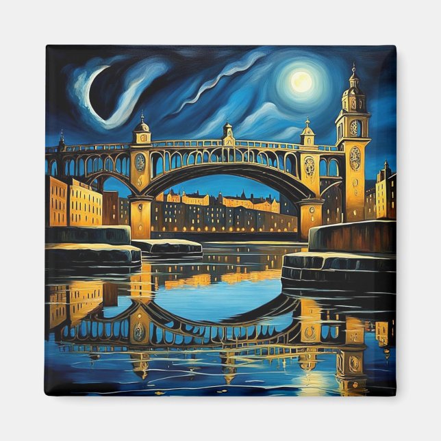 Brücke unter Mondlicht 2 Magnet (Vorne)