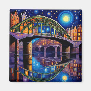 Brücke unter Mondlicht 5 Magnet