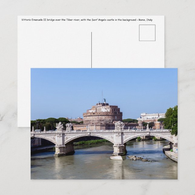 Brücke Vittorio Emanuele II und Schloss Sant'Angel Postkarte (Vorne/Hinten)