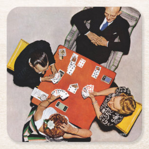 Brücken-Spiel durch Norman Rockwell Rechteckiger Pappuntersetzer