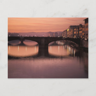 Brücken über den Arno bei Sonnenuntergang, 2 Postkarte