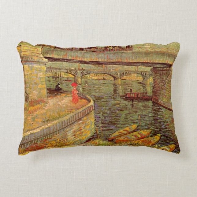 Brücken über Seine, Asniers von Vincent van Gogh Zierkissen (Vorderseite)