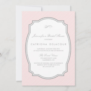 BRÜCKENSCHEIBE MIT BLUSH UND GRAY-STRIPED BRIDAL S EINLADUNG
