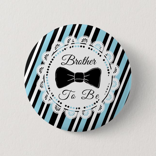 Bruder, blau schwarz Bowtie Baby Showknopf Button (Vorderseite)
