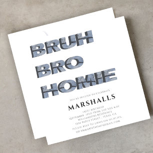 Bruder Bro Homie Jungs moderne 3D-Typografie Einladung