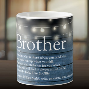 Bruder Definition Blau Rustikale Holz-Lichterkette Kaffeetasse