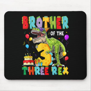 Bruder der drei Rex 3. Geburtstagsjunge Dinosaurie Mousepad
