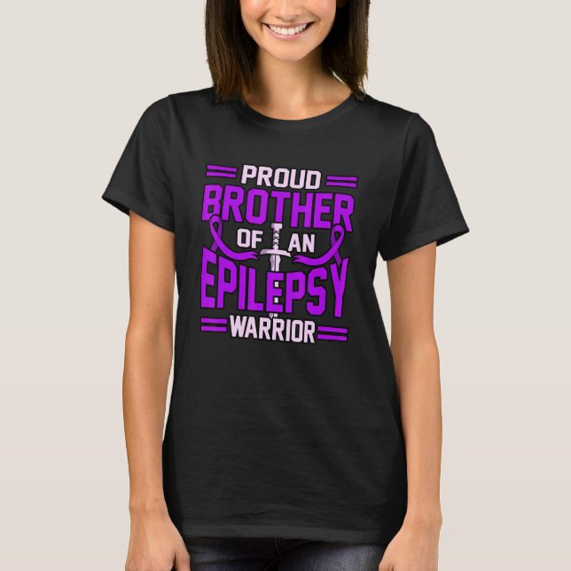 Bruder der Epilepsie Krieger Lila Ribbon Awarenes T-Shirt (Vorderseite)