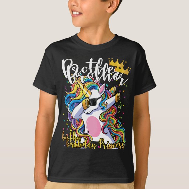 Bruder der Geburt Prinzessin Dabbing Unicorn B T-Shirt (Vorderseite)