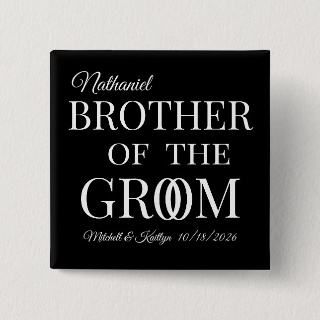 Bruder der Groomhochzeit Button (Vorderseite)