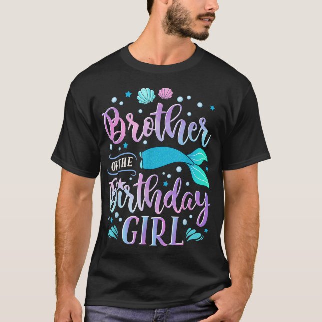 Bruder der Party-Familie der Birthday Girl Mermaid T-Shirt (Vorderseite)