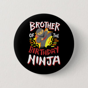 Bruder des Geburtstags Ninja Karate Kinder Bday Pa Button